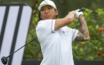 Anthony Kim tees off during the LIV Golf Invitational - Hong Kong