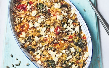 Greek-style orzo with baked feta recipe how to make