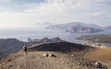 Aeolian Islands, Vulcano, Hiker at the volcano